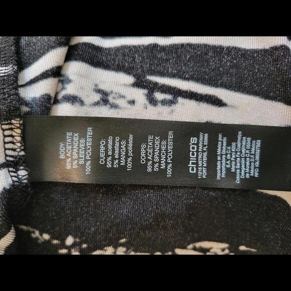 Travelers by Chico's size 1 (size 8) black & white printed stretchy top - Picture 4 of 5